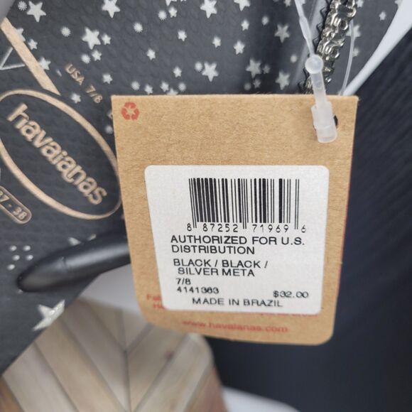 NWT Havaianas Black and Gold Flip Flops Size 7/8 - Picture 3 of 4